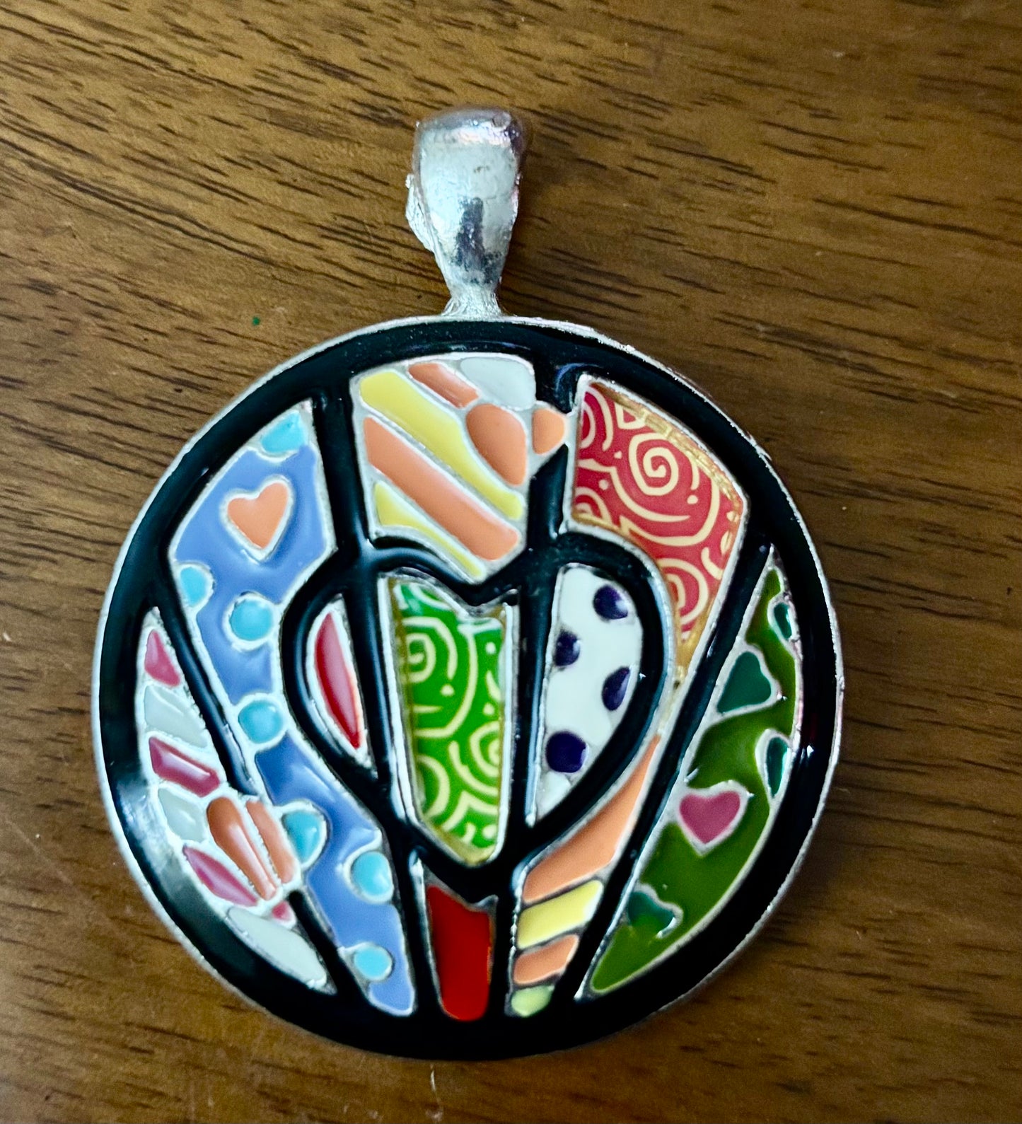 Enamel and Metal Heart Pendant