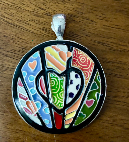 Enamel and Metal Heart Pendant