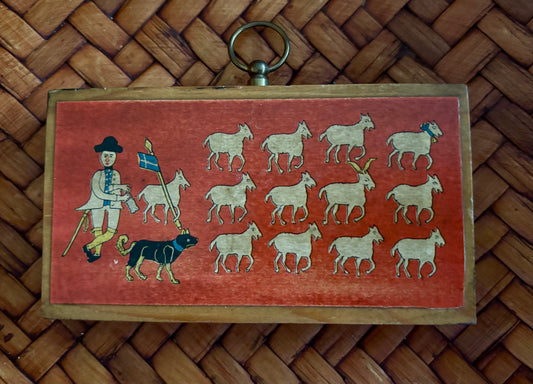 Vintage Shepherd and Flock Wooden Block