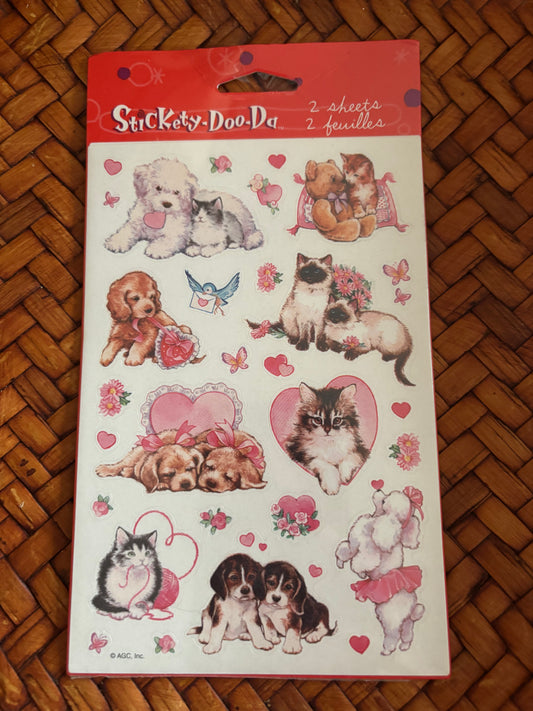 Vintage American Greetings Valentine Dog and Cat Sticker Pack